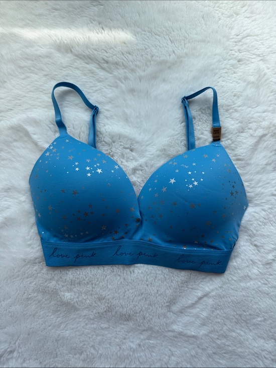 PINK Victoria's Secret Other - PINK Victoria's Secret Bright Blue Star-Print Wireless Bra size 32DD